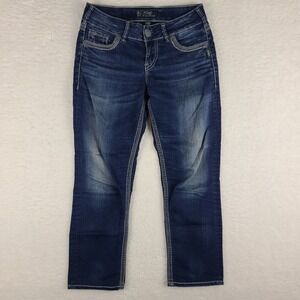 Silver‎ Jeans Womens 27 Blue Suki Capri Dark Wash Denim